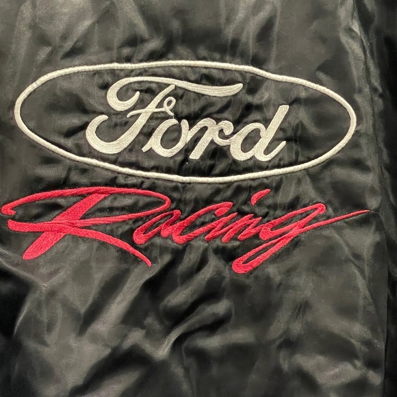 Ford Racing Men's Medium Satin Jacket Snap Button Up Black USA Made vintage - Picture 2 of 10